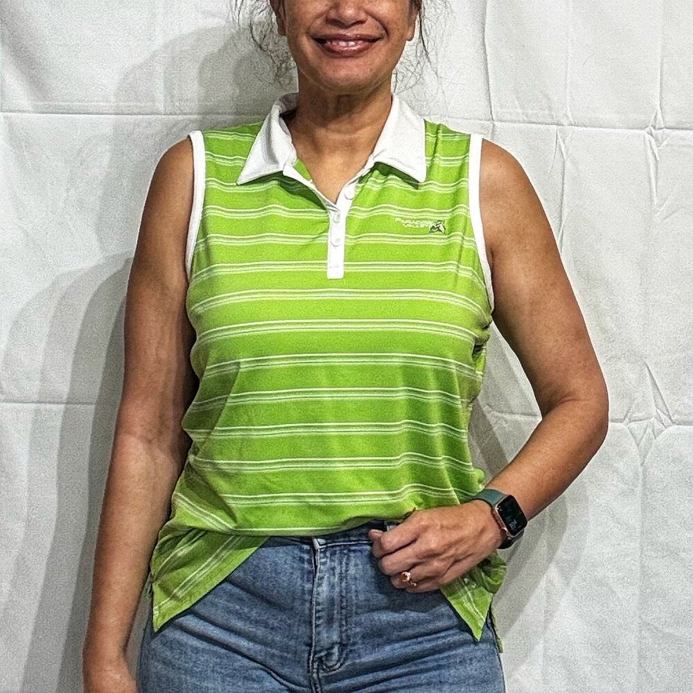 Under Armour Green Striped Paradise Valley Sleeveless Polo Tank Sz XL
